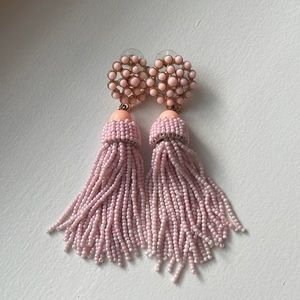 Beaded Tassel Earrings in Light Pink
